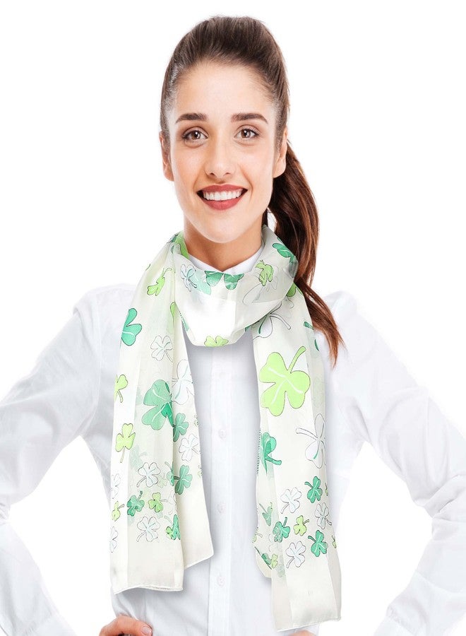 CBC Crown Women's St.Patrick's Shamrock Scarf Clover Scarf, One Size, Green White Black (Ivory-Multi) - Image 2